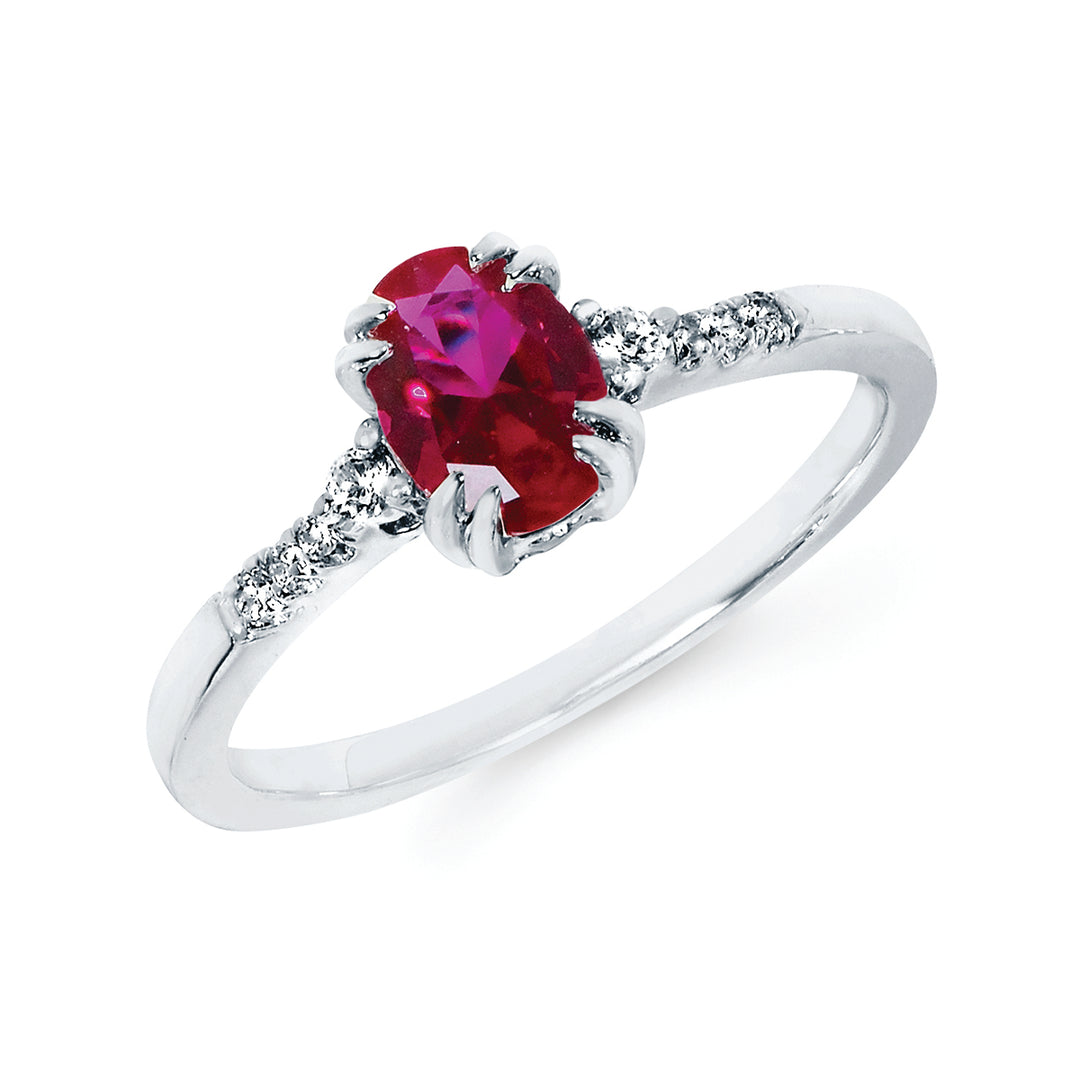 10KT.09CT(8)DIA/7X5OV CR RUBY LDS RG