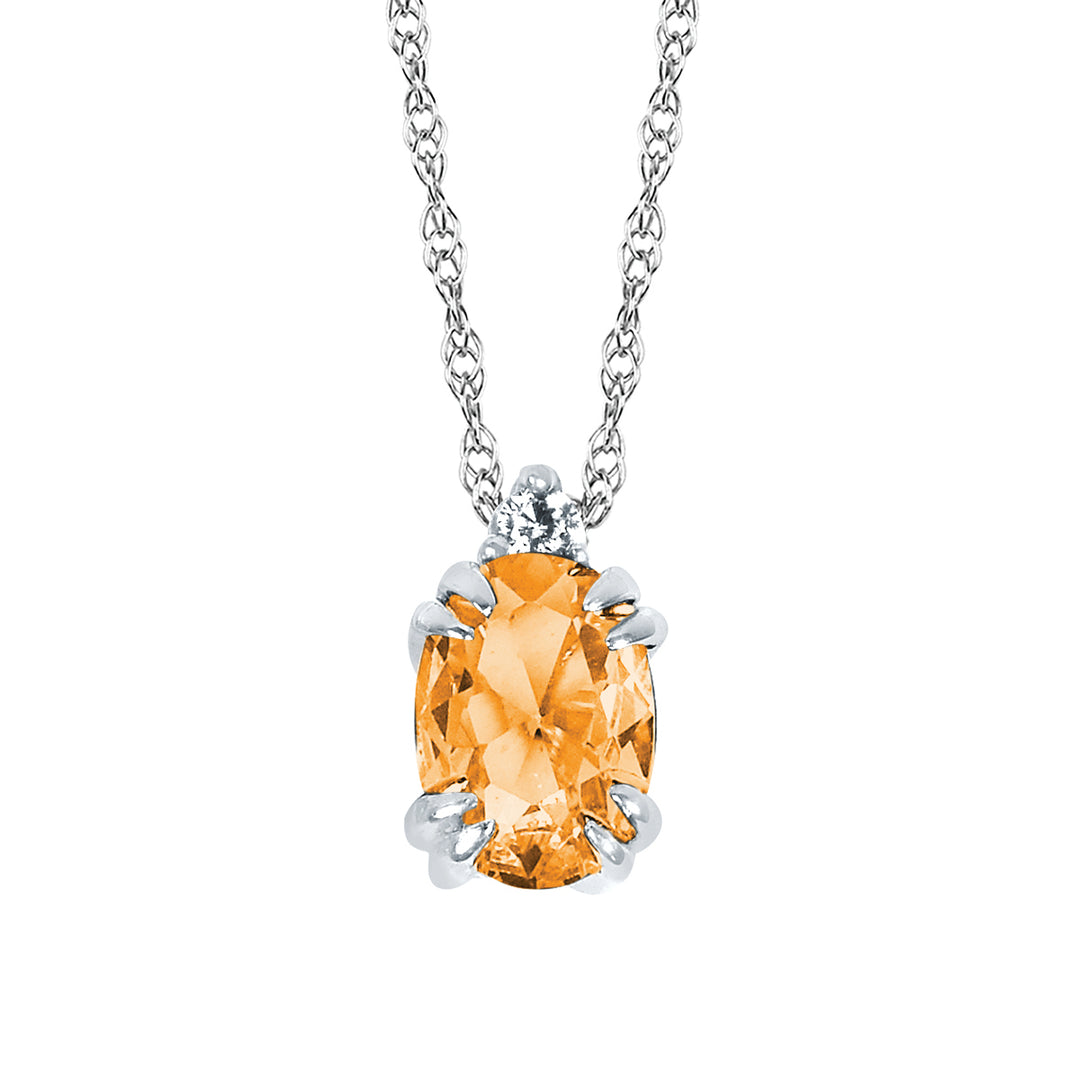 10KT .02CT (1)DIA/7X5 OV CITRINE PEND