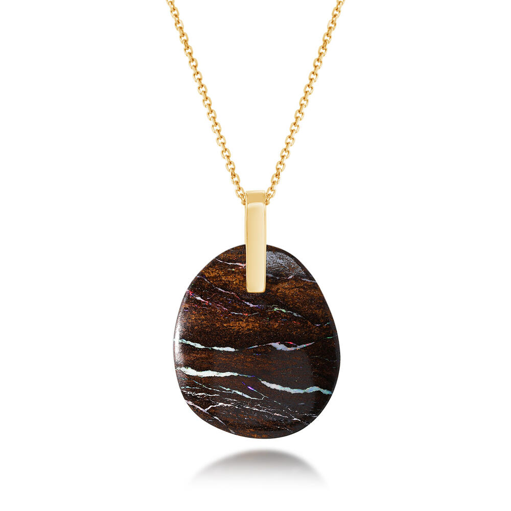 14K Yellow Gold Australian Boulder Opal Pendant