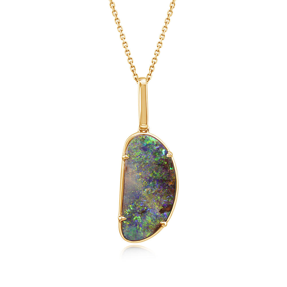 14K Yellow Gold Australian Boulder Opal Pendant