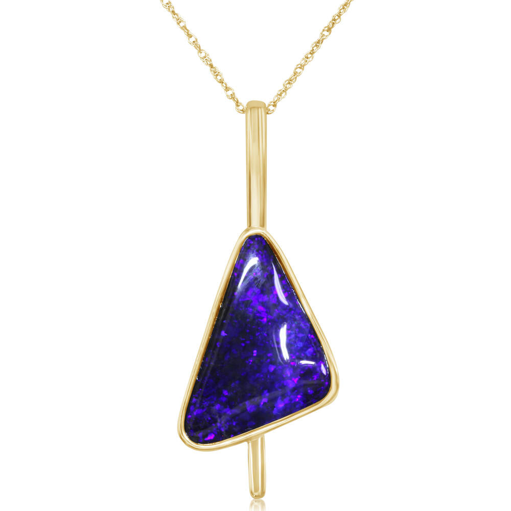 14K Yellow Gold Australian Boulder Opal Pendant