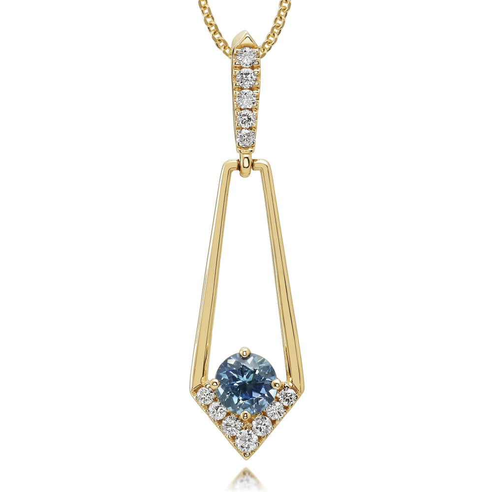 14K Yellow Gold Montana Sapphire/Diamond Pendant