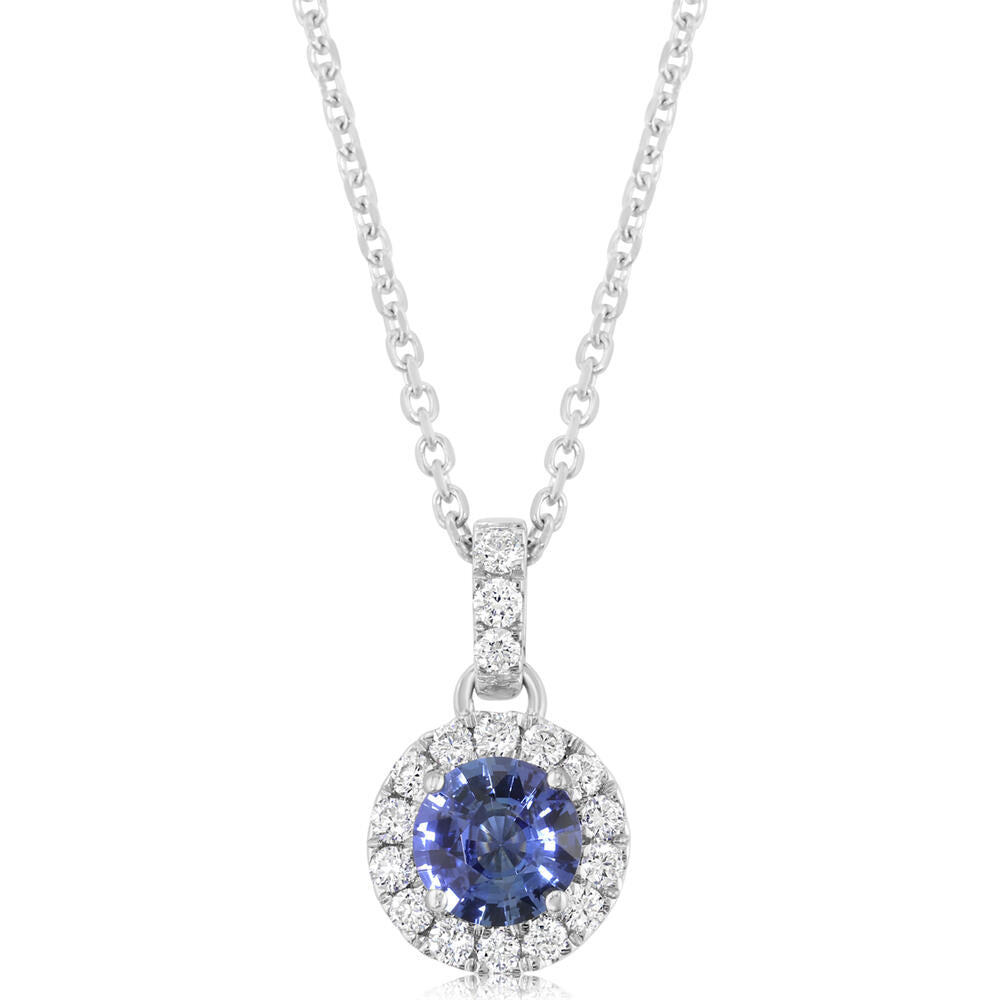 14K White Gold Sapphire/Diamond Pendant