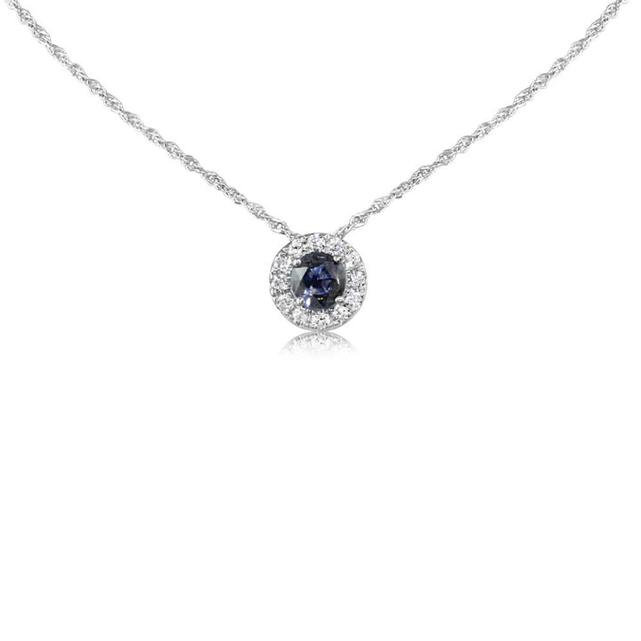14K White Gold Montana Sapphire/Diamond Pendant