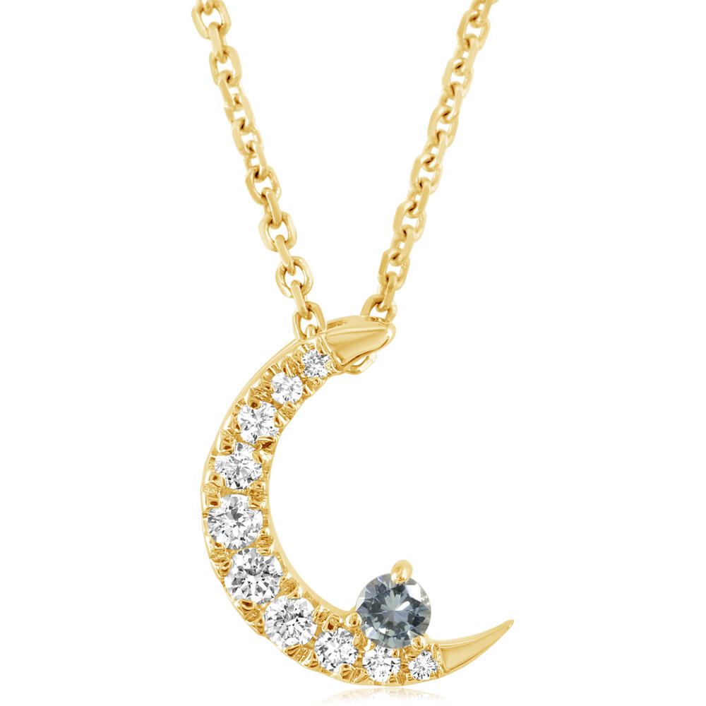 14K Yellow Gold Montana Sapphire/Diamond Moon Pendant