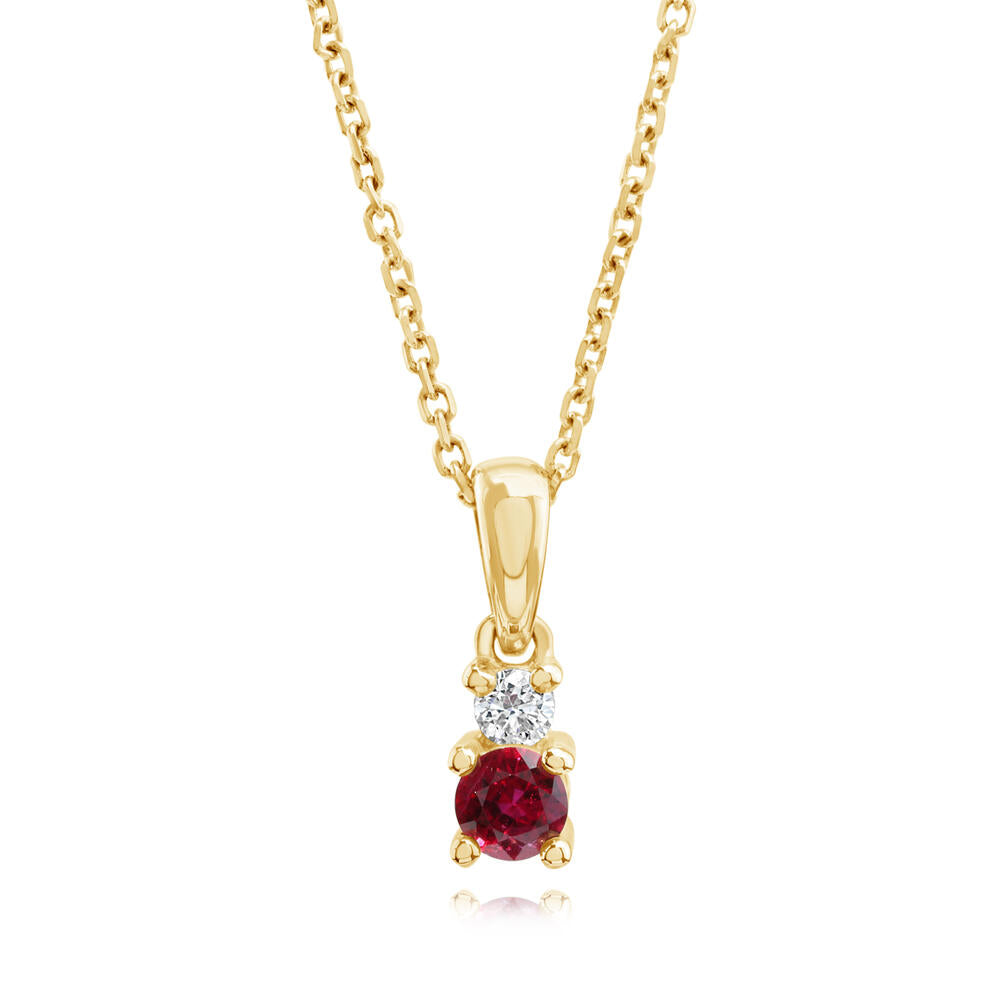 14K Yellow Gold Ruby/Diamond Pendant