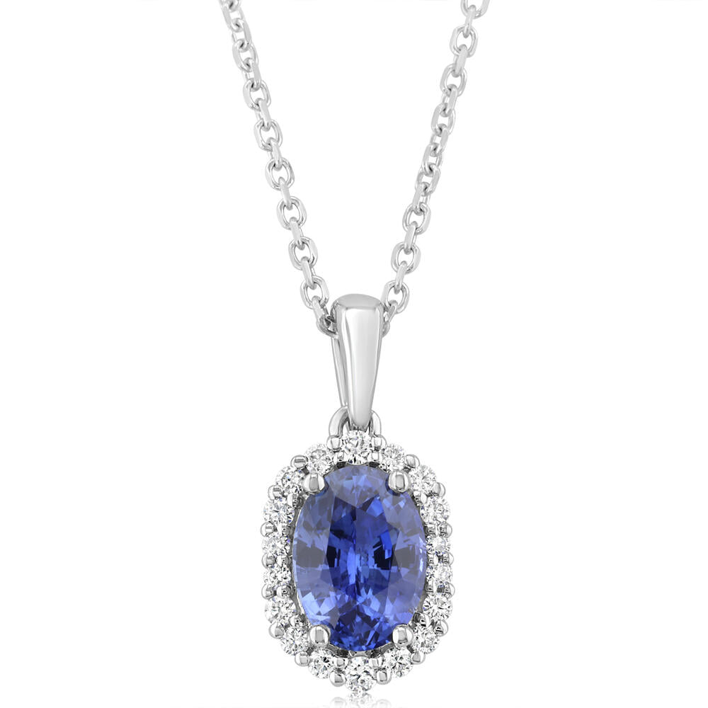Platinum Sapphire/Diamond Pendant