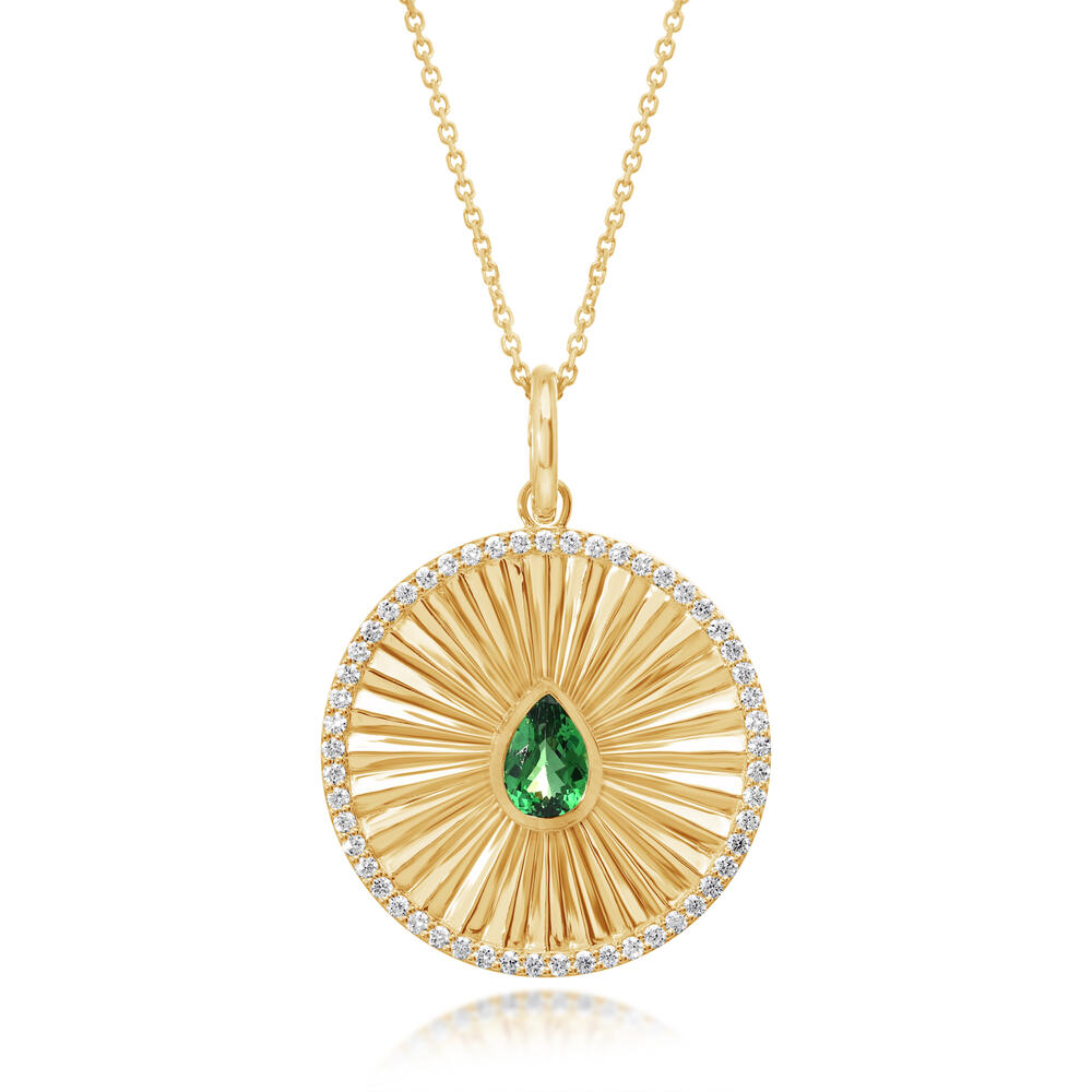 14K Yellow Gold Tsavorite/Diamond Medallion Pendant