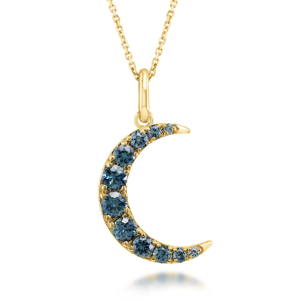 14K Yellow Gold Montana Sapphire Moon Pendant