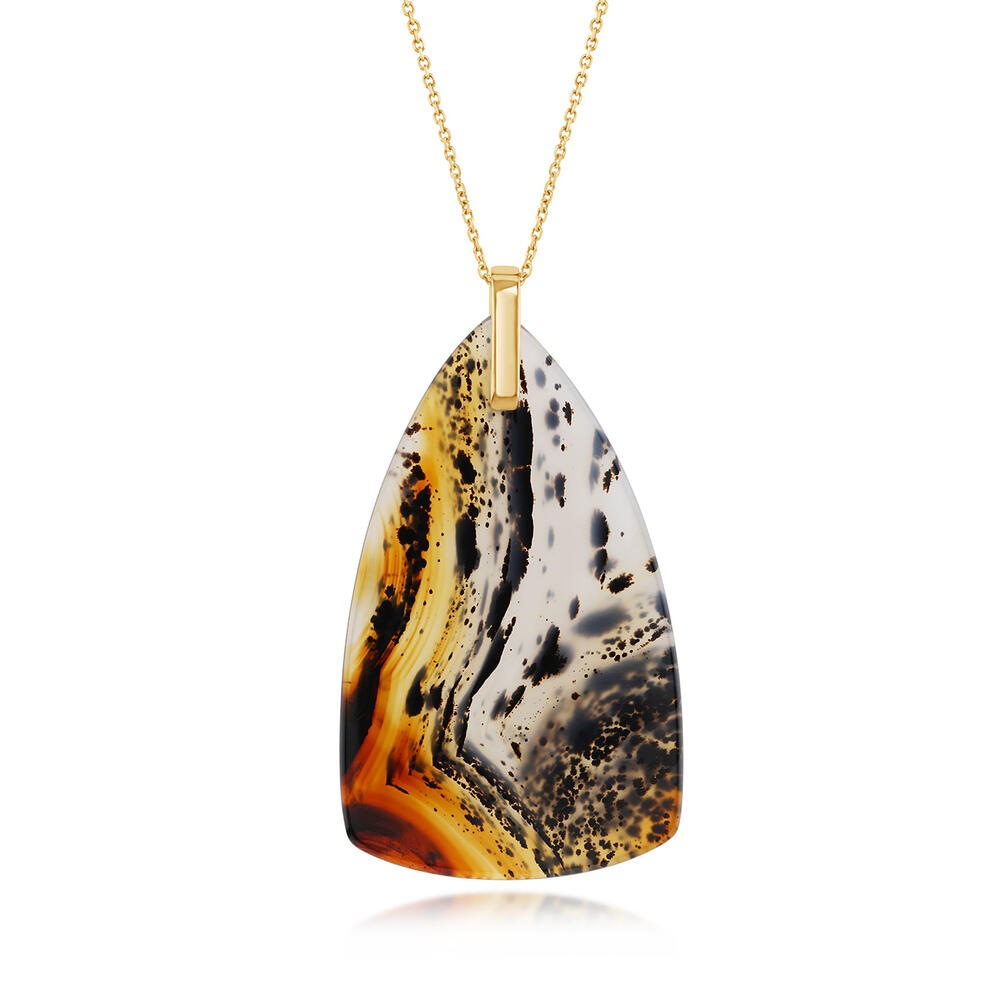 14K Yellow Gold Montana Agate/Diamond Pendant