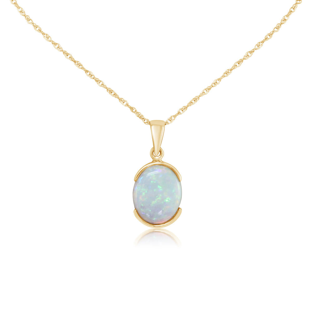 14K Yellow Gold Australian Opal Pendant