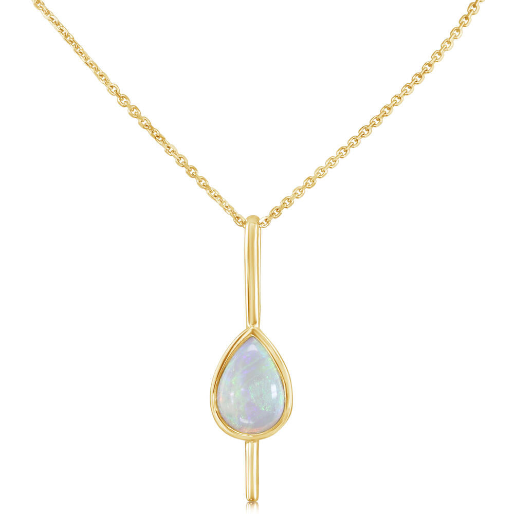 14K Yellow Gold Australian Opal Pendant