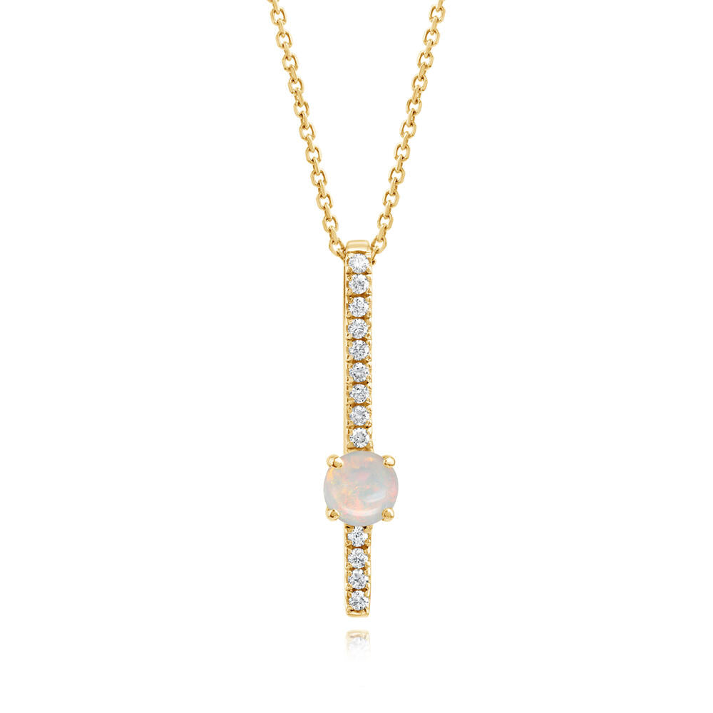 14K Yellow Gold Australian Opal/Diamond Pendant