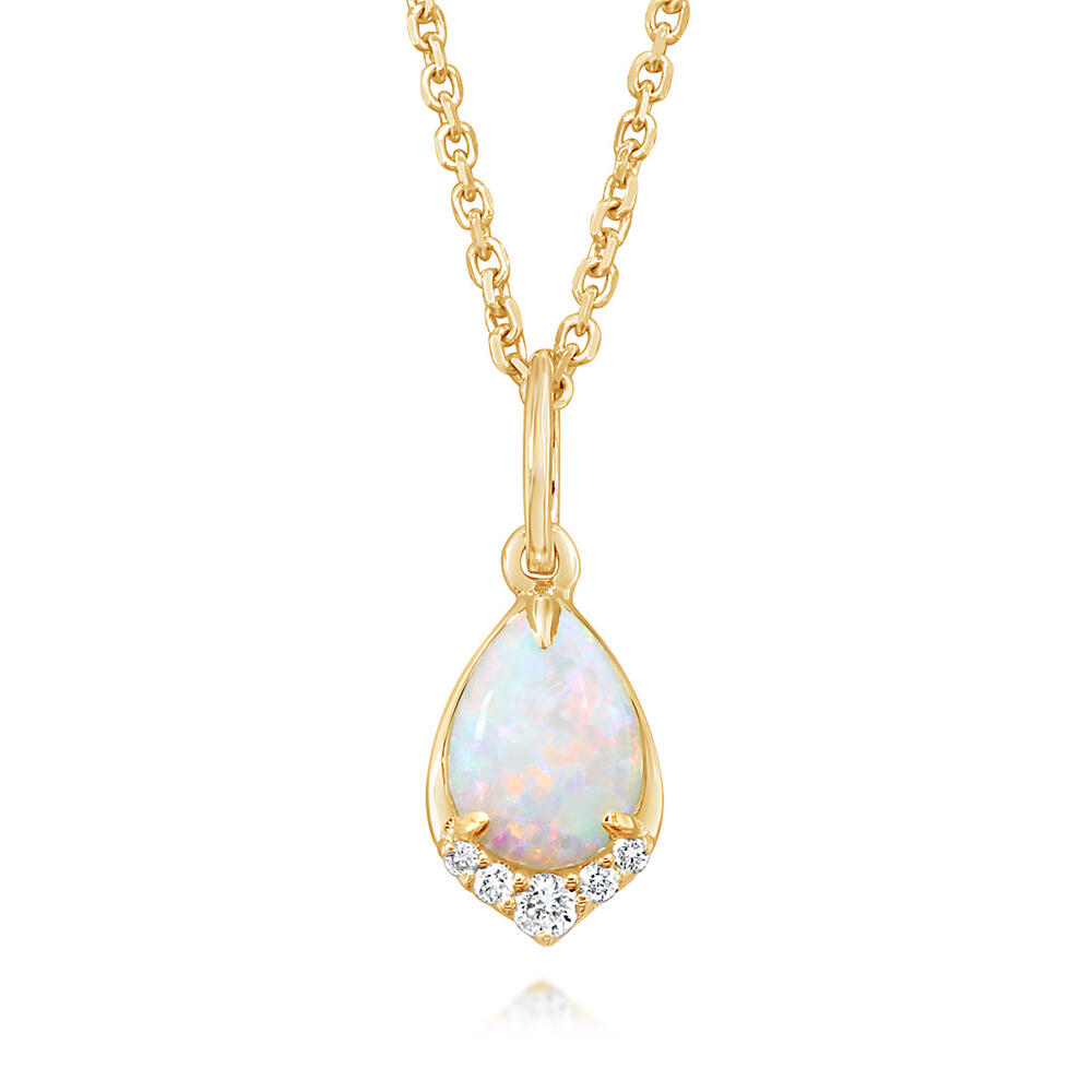 14K Yellow Gold Australian Opal/Diamond Pendant