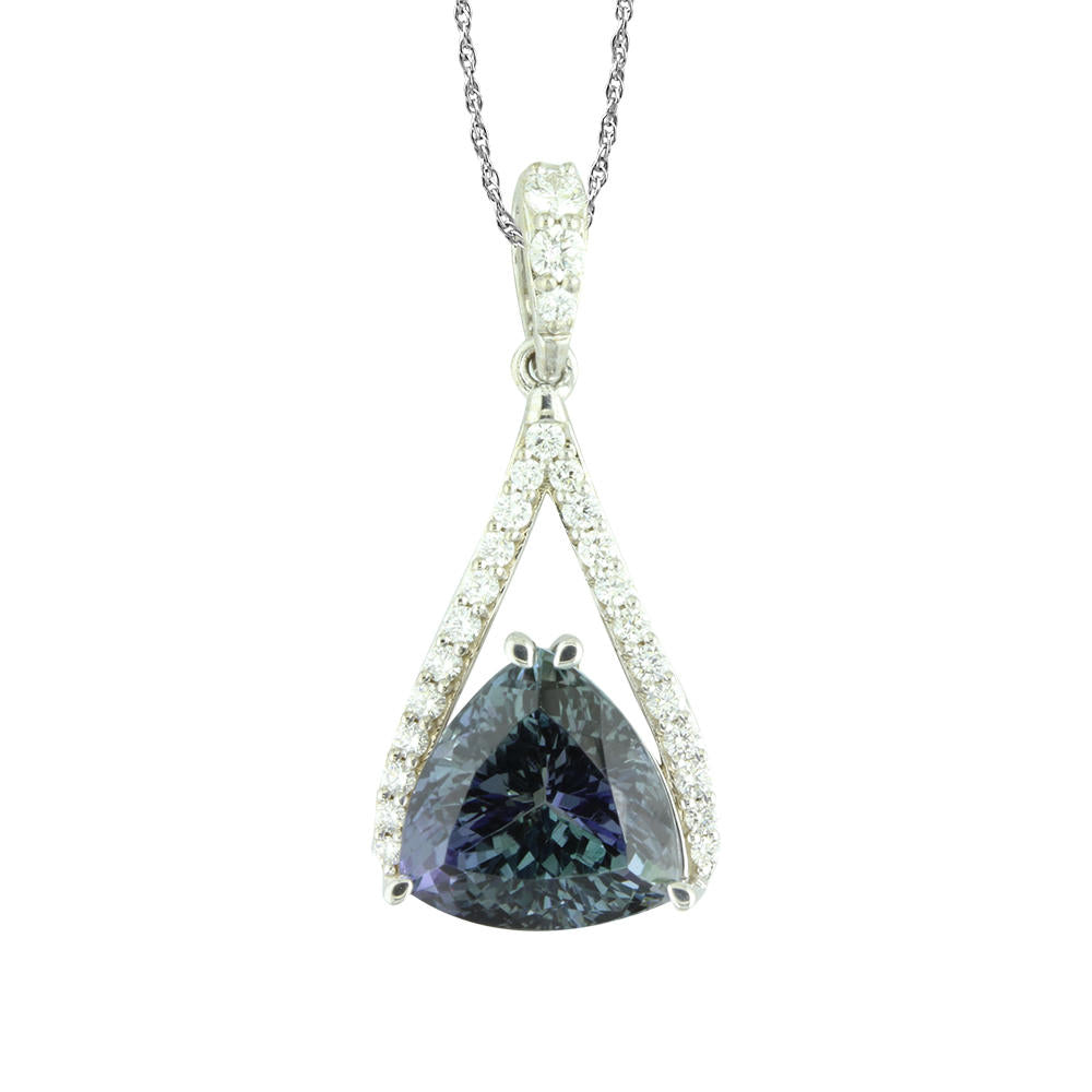14K White Gold Peacock Tanzanite/Diamond Pendant