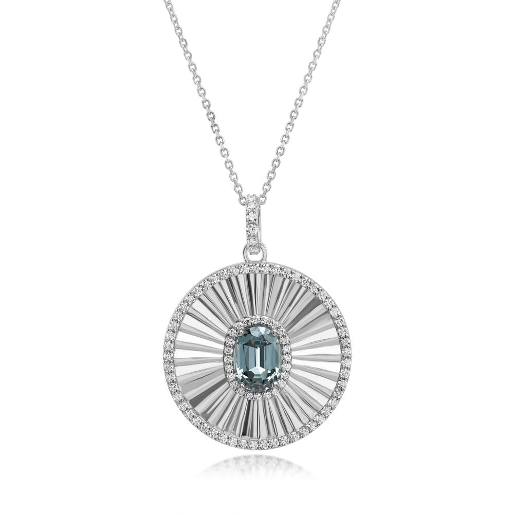 Platinum Grey Spinel/Diamond Medallion Pendant