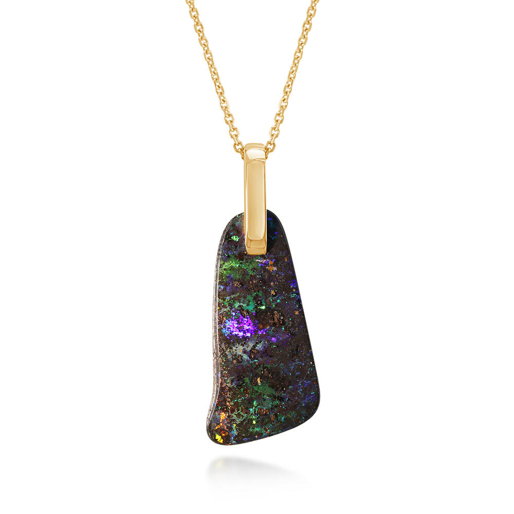 14K Yellow Gold Australian Boulder Opal Pendant