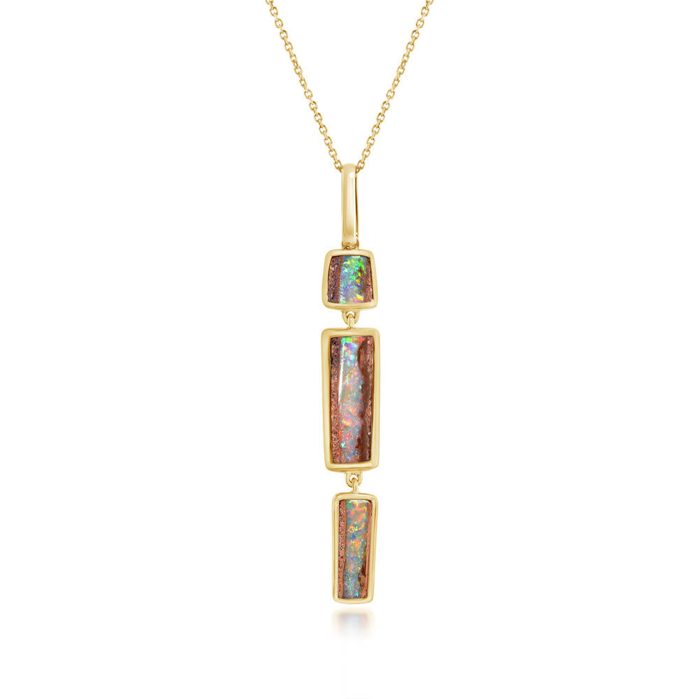 14K Yellow Gold Australian Bould Opal Pendant