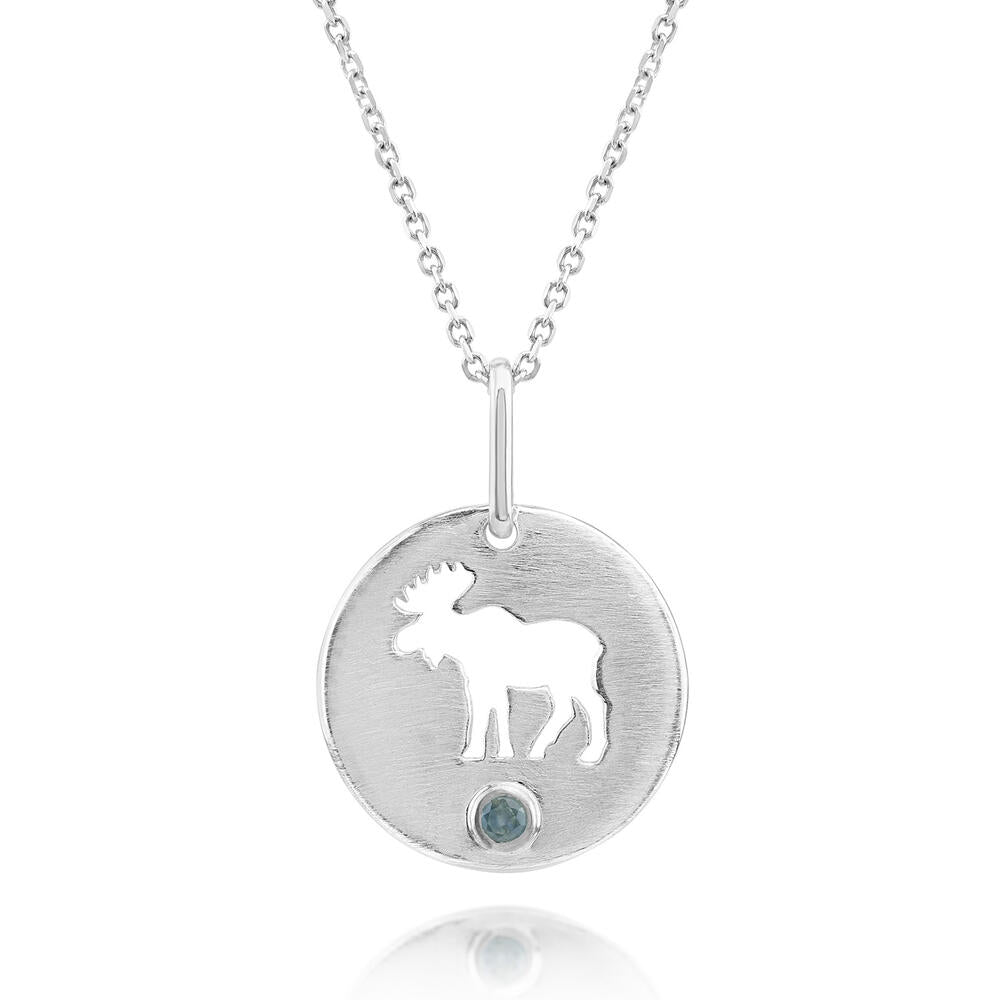 Sterling Silver Montana Sapphire Moose Pendant