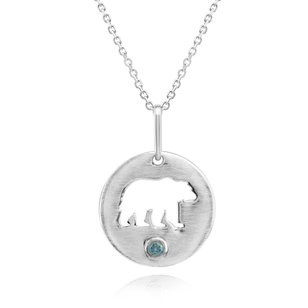 Sterling Silver Montana Sapphire Bear Pendant