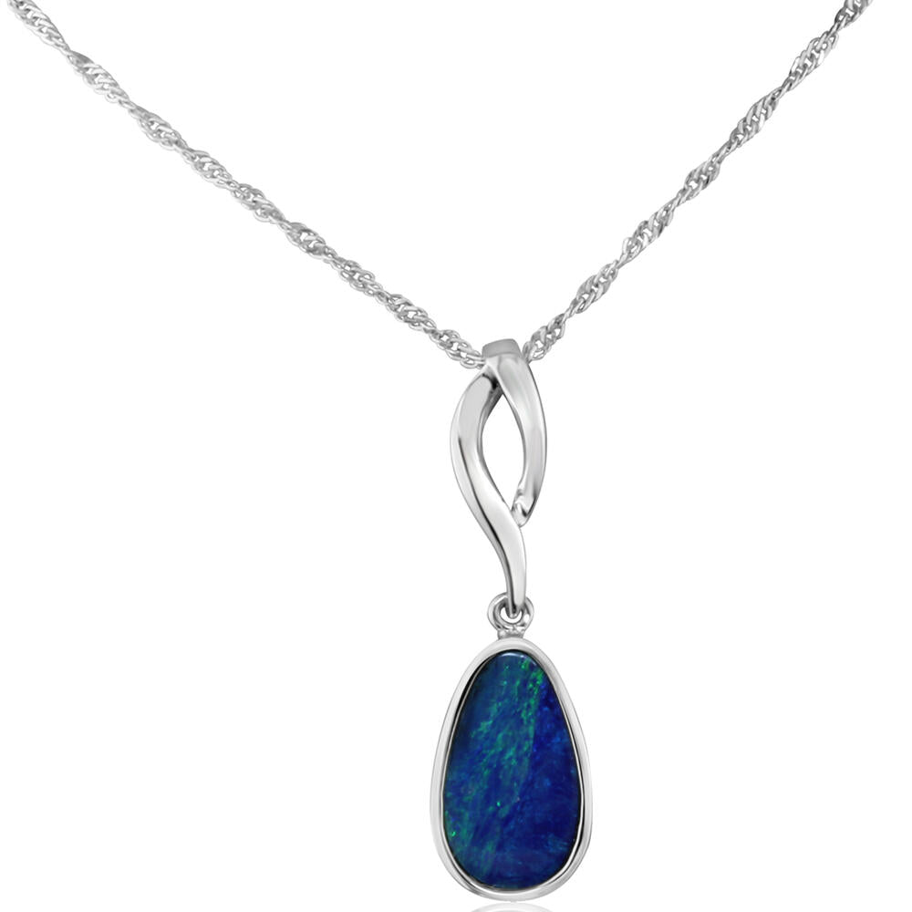 14K White Gold Australian Opal Pendant