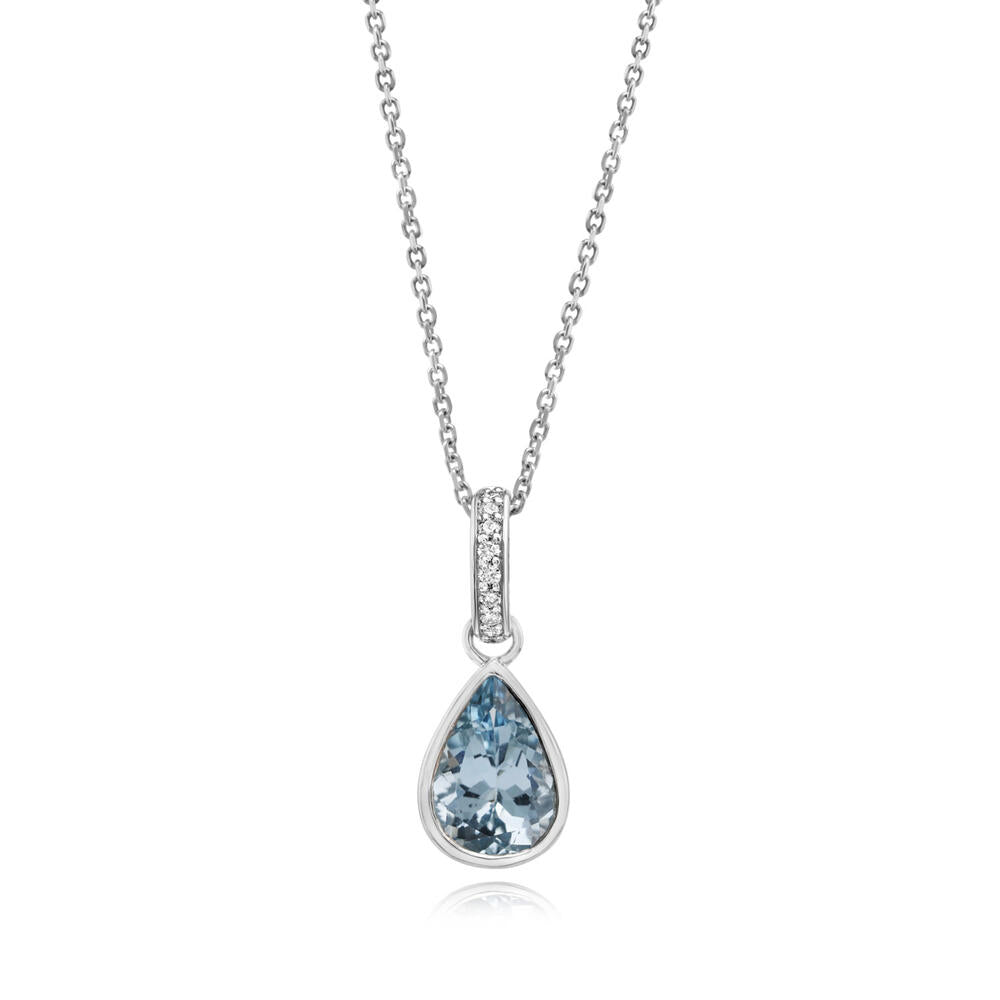 Platinum Aqua/Diamond Pendant