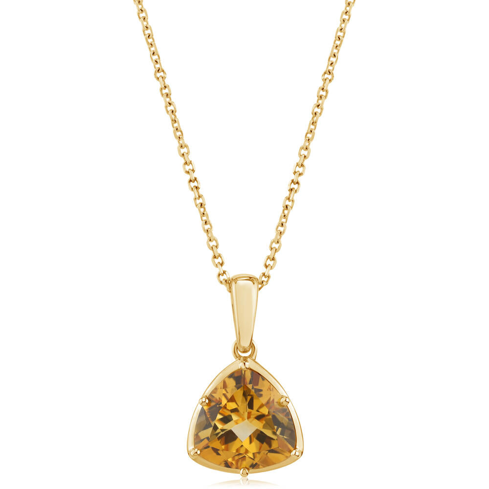 14K Yellow Gold 9mm Trillion Citrine Pendant