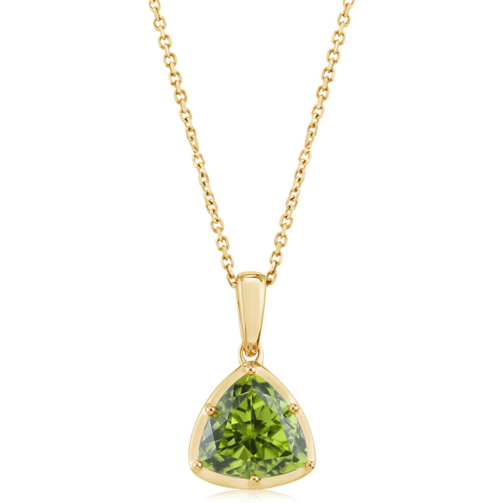 14K Yellow Gold 9mm Trillion Peridot Pendant