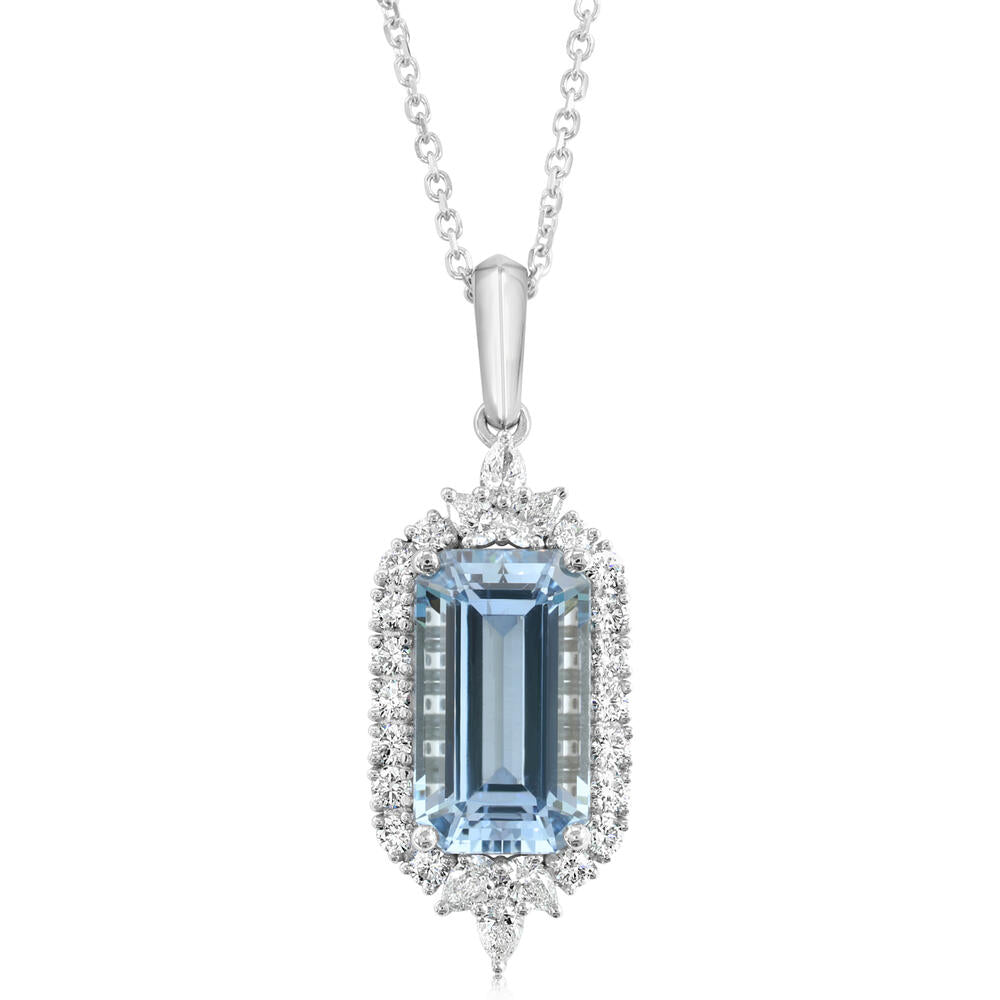 Platinum Aquamarine/Diamond Pendant