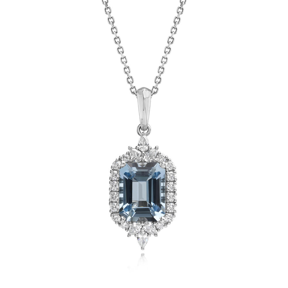 Platinum Aquamarine/Diamond Pendant
