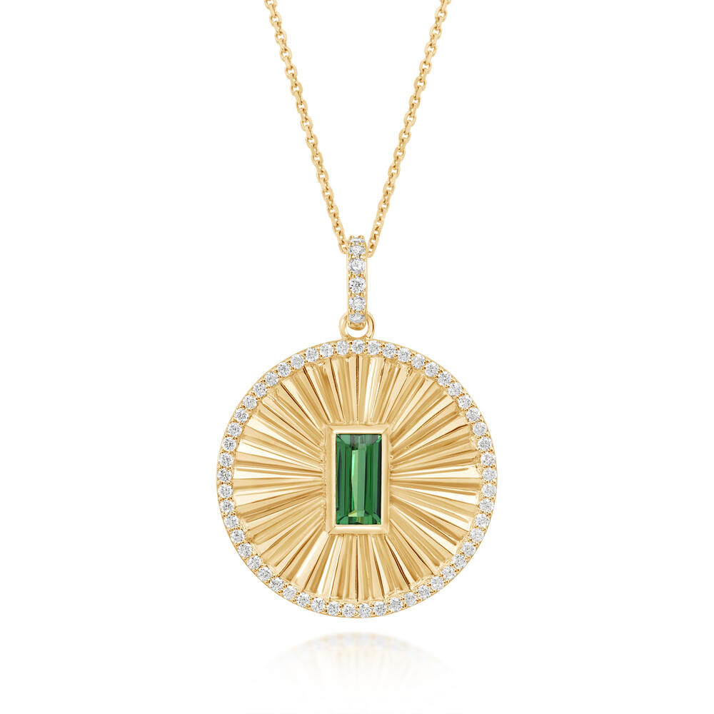 14K Yellow Gold Tsavorite/Diamond Medallion Pendant
