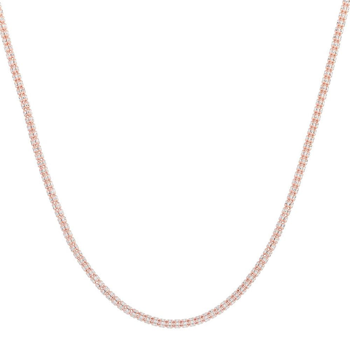 14K Rose 3.14mm Two-Tone Fancy Ice Chain