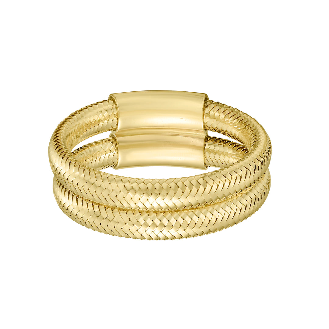 14K Double Row Stretch Mesh Ring