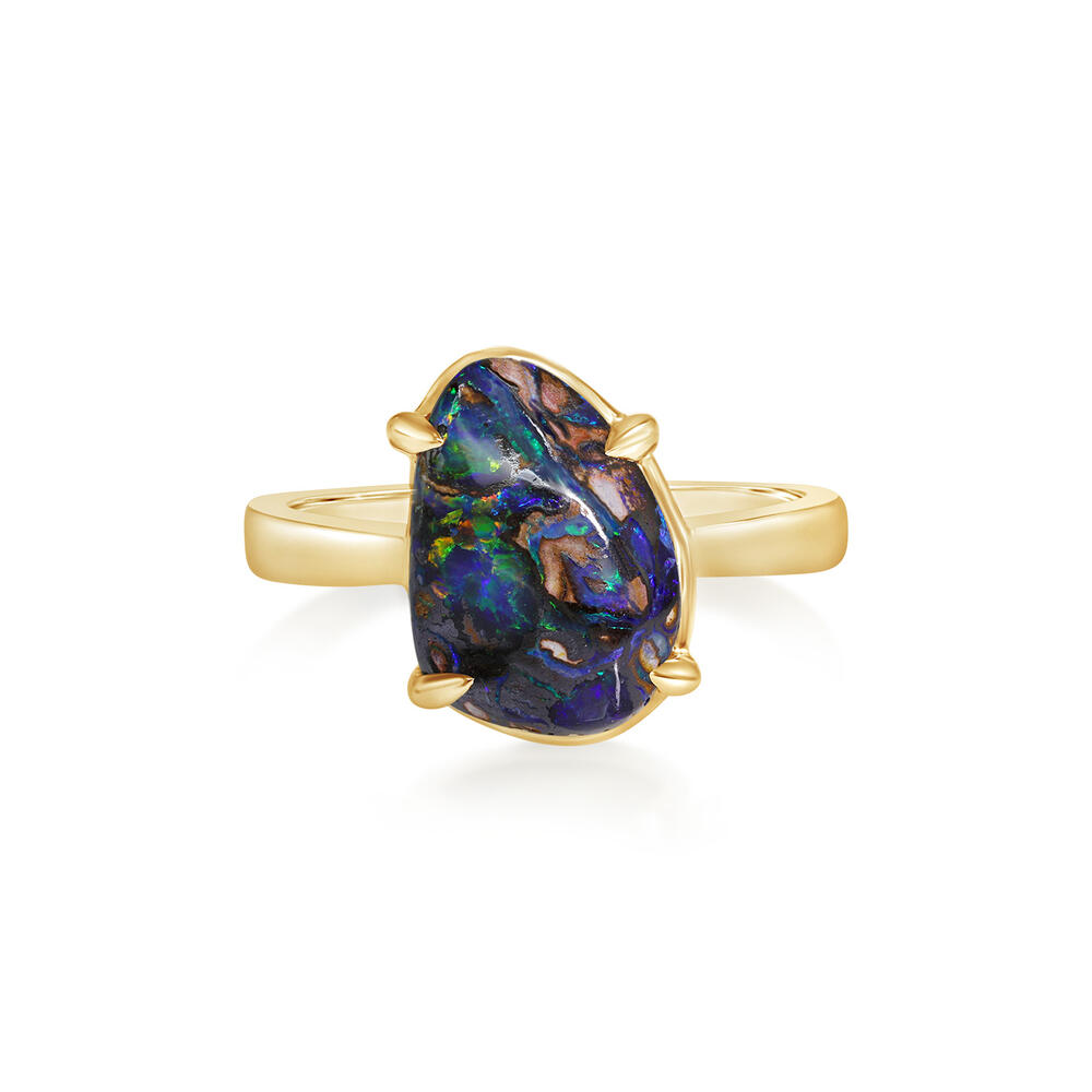 14K Yellow Gold Australian Boulder Opal Ring