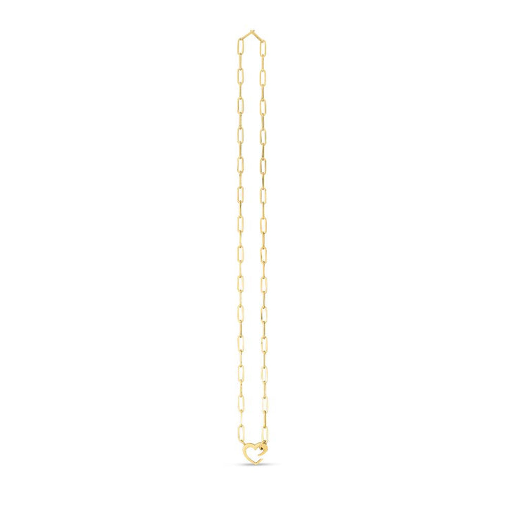 14K Paperclip Push-Lock Heart Necklace