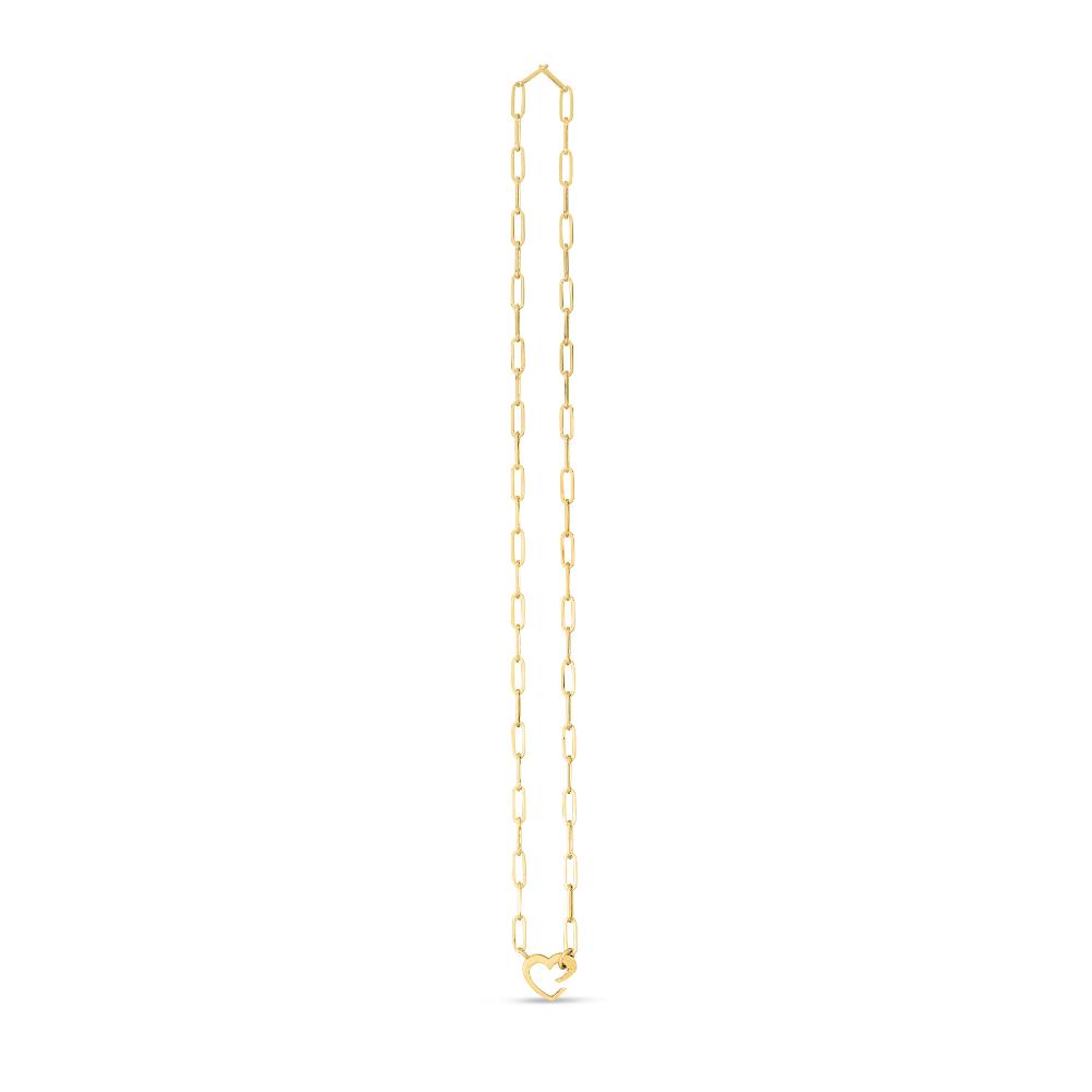 14K Paperclip Push-Lock Heart Necklace