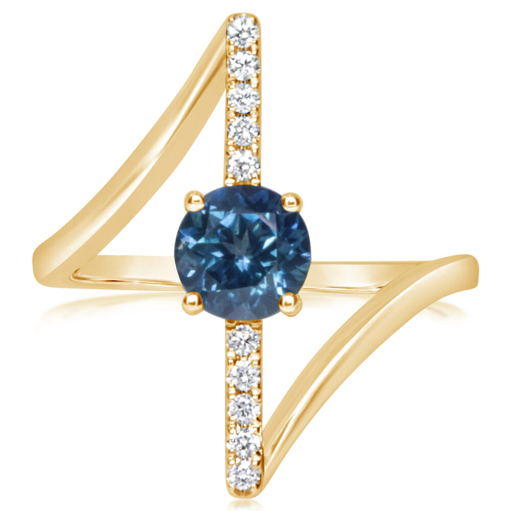 14K Yellow Gold Montana Sapphire/Diamond Ring