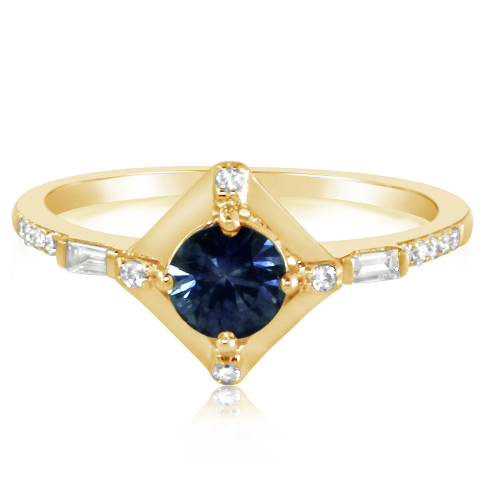 14K Yellow Gold Montana Sapphire/Diamond Ring