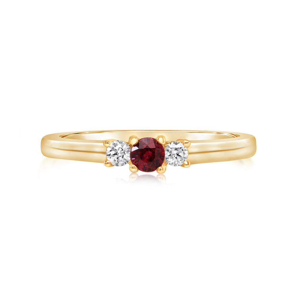 14K Yellow Gold Ruby/Diamond Ring