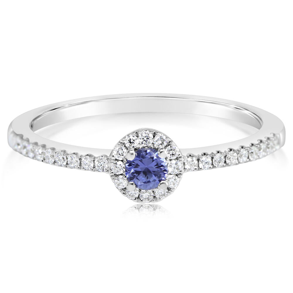 14K White Gold Yogo Sapphire/Diamond Ring