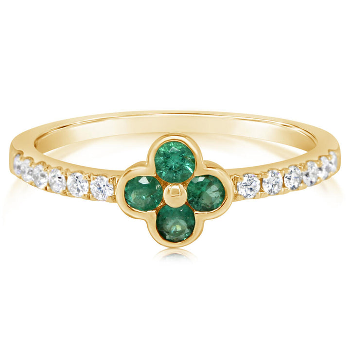 14K Yellow Gold Emerald/Diamond Ring