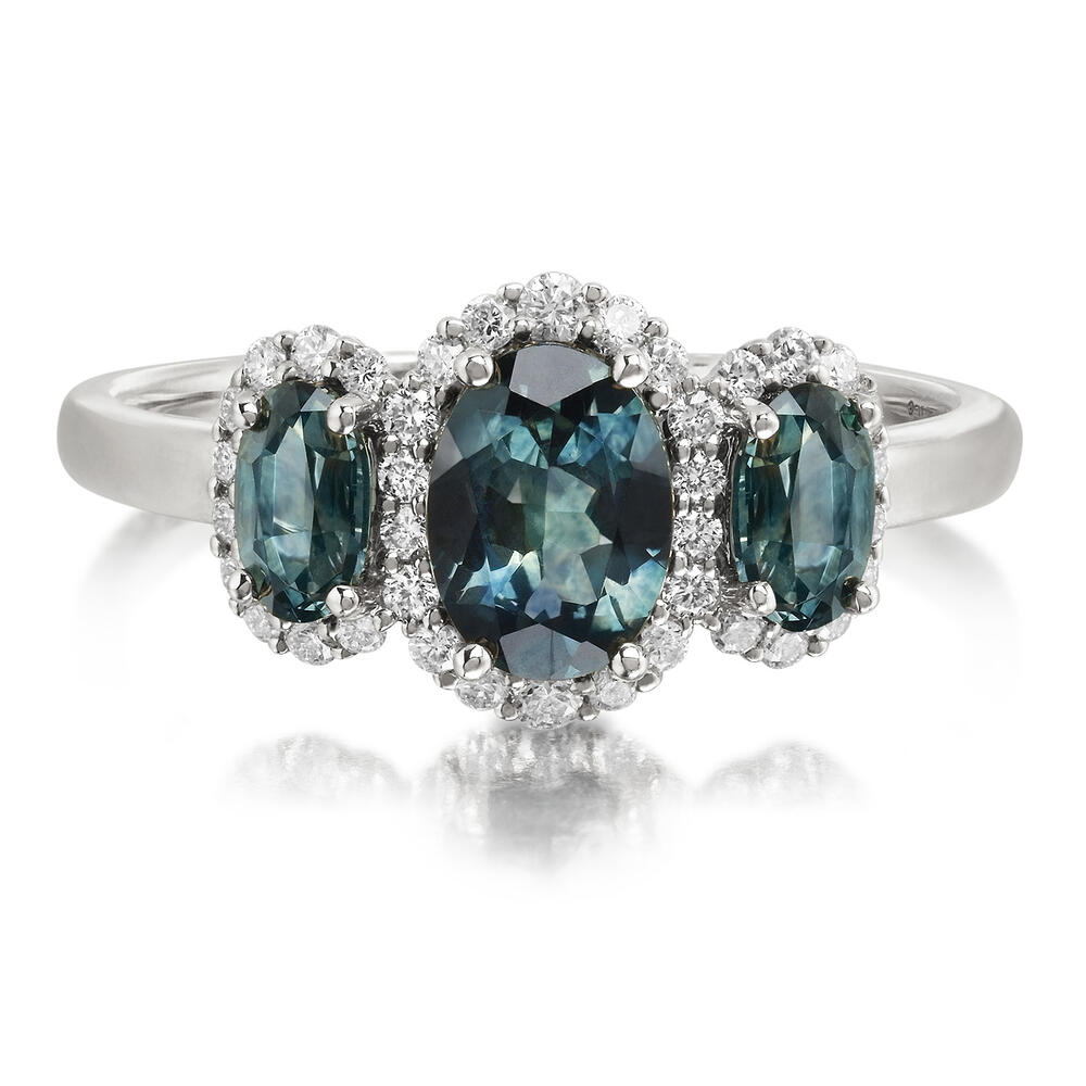 14K White Gold Montana Sapphire/Diamond Ring
