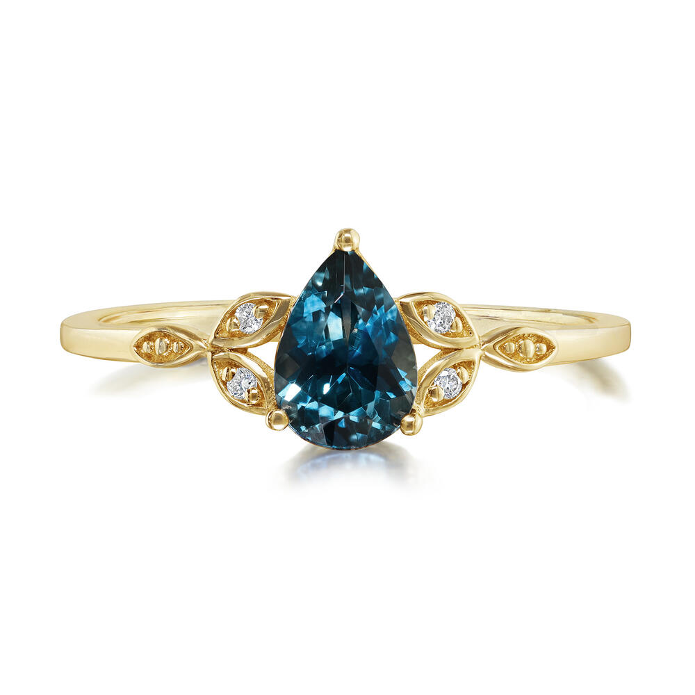 14K Yellow Gold Montana Sapphire/Diamond Ring