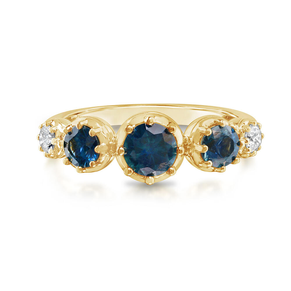 14K Yellow Gold Montana Sapphire/Diamond Ring