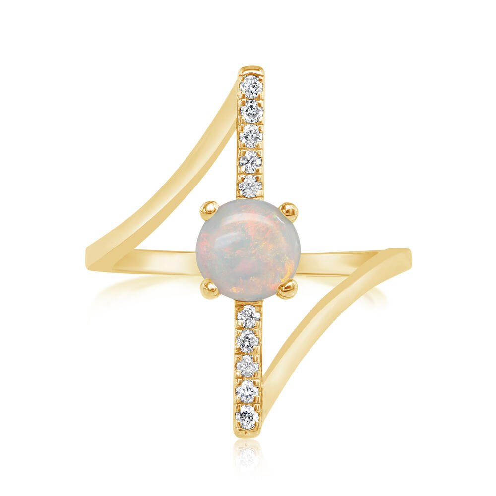 14K Yellow Gold Australian Opal/Diamond Ring