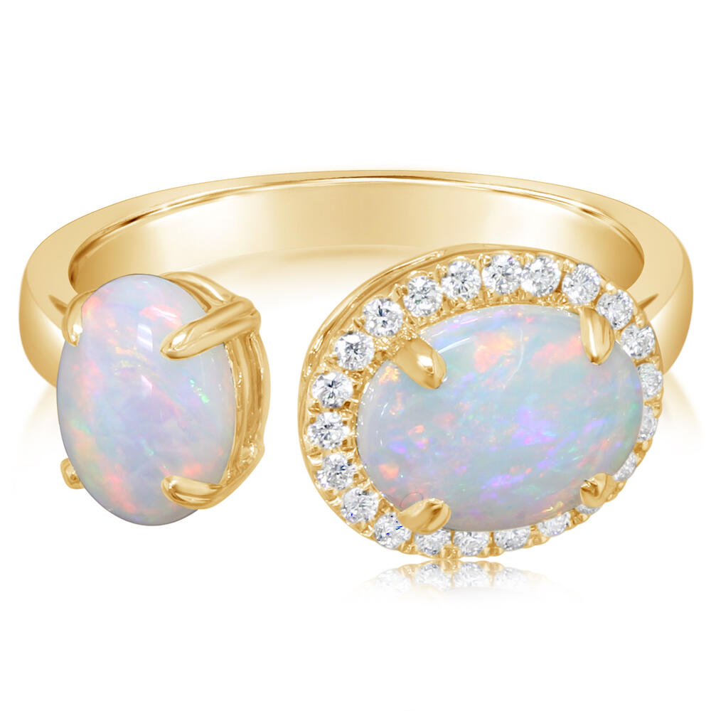 18K Yellow Gold Australian Opal/Diamond Ring