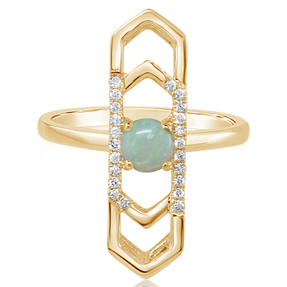14K Yellow Gold Australian Opal/Diamond Ring