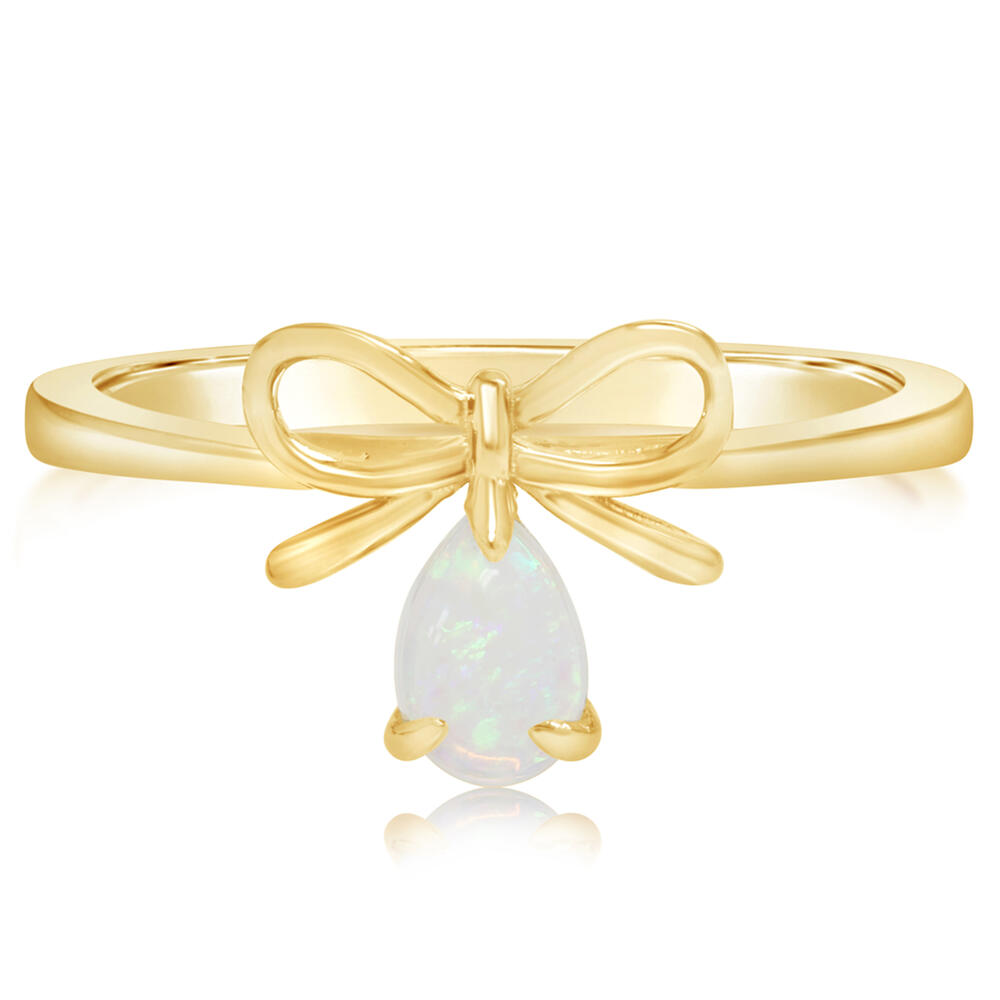14K Yellow Gold Australian Opal Bow Ring