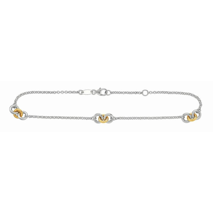 14K & Silver Stationed Circles Anklet