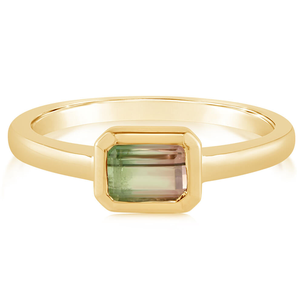 14K Yellow Gold Bi-Color Tourmaline Ring
